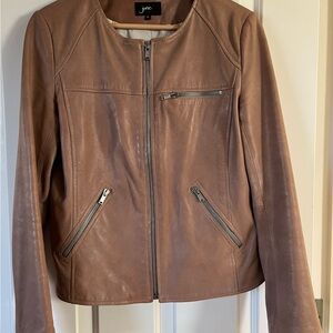 June Women's Genuine Leather Jacket in Soft Pink. Medium